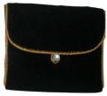 Side Piping Work Bead button Closure Inside Satin Lined Velvet Jewelry Bag