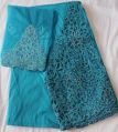 TEAL BLUE new african raw silk george lace fabric