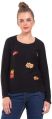 Black high-low patches sweater for women