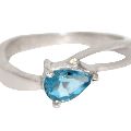 92.5 Sterling Silver Blue Topaz Gemstone Ring