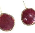 Gold Plated Silver Diamond Ruby Earring