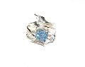 925 Solid Sterling Silver Gemstones Blue Coated Druzy Casting Ring