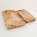 High Quality Handcrafted Sustainable Mango Wood Trays, Set of 2