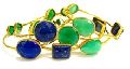 Gemstone Metal Alloy Gold Plated Bangles