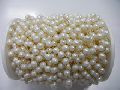 Pearl Smooth Round Beaded 925 Sterling Silver Gold Plated Chain Spool