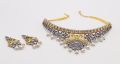 Gold Plated Choker Necklace Set For Women with Earrings