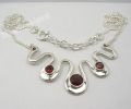 925 Sterling Silver GARNET Chain Necklace