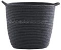 Black Color Laundry Baskets Foldable Cotton Rope Storage Basket