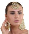 Bridal Look Pearls Style Maang Tikka With Earrings Set