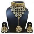 Stone Look Gold Plated PartyWear Handmade Necklace Jewelry set