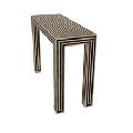 Black and white striped resin and bone inlaid side table, bone and resin inlay furniture
