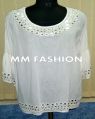 Mirror work white color full sleeve tunic top