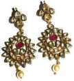 Sterling Silver Overlay Gold Plated 60gm Polki Earring