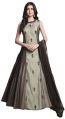 Ladies Party Wear Brown Embroidered Gown