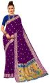 Wedding Wear Purple Paithani Silk Saree