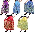 Hippie Indian Rayon Boho Embroidered Sequin Work Long Skirt Dress