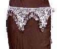 Hot Belly Lady White Color Dancing Hip Scraf with White Coins;dance Skirt Wrap