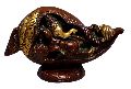 Indian Religious Two Tone God Ganesha Conch Shell Brass Idol