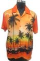 Orange Color Sunset Printed Beach Shirt