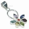 CHAKRA FACETED GEMSTONE SILVER 925 PENDANT