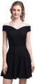 Solid Black Off Shoulder Stretchable Cotton Dress