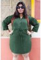 Uptownie Plus Green High Neck Buttoned Dress