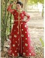 maroon designer zari border gown