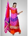 Multi Color Sharara in Pure Bandhej Silk