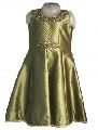 Green Silk Party Wear Embroidery Work Kids Gown