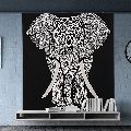Elephant Printed Handmade Hand Printed Wall Hangings Indian Black & White Home Decor Tapestry
