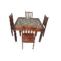 HIGH QUALITY TILE WORK WITH 4 CHAIRS DINING TABLE SET