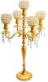 5 Arm Gold Candelabra with Crystal Votives and Dangles