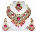 Gold Plated Bollywood Designer Kundan Zircon Necklace set