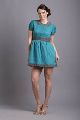 Cyan Color Short Dress For ladies