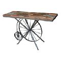 vintage black Iron metal & old reclaimed wood Console Table