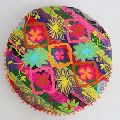 hand embroidery round floor cushion