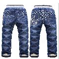 BOYS GEOMETRIC PATTERN WARM JEANS