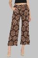 Brown Printed Cotton Straight Pant