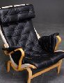 LEATHER CHAIR CUSHION - PERNILLA - BLACK