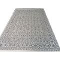 Hand knotted white color hairati wool viscose carpet