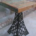 Industrial eiffel tower stool with reclaimed wood top