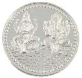 Printed Polished sterling laxmi ganesh silver coin