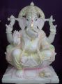 Clay Powder Concrete Multi Colour Printed Prabhat Moorti Arts White Marble Marble Ganesha Statues