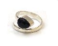 Black Onyx Gemstone Ring with Silver Plated