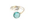 Blue Topaz Gemstone Silver Ring with Silver Plated
