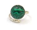 Malachite Gemstone Ring with Silver Plated
