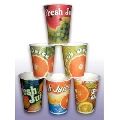 Plastic & Thermocol Multi Color Printed Round disposable juce glasses
