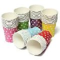 Plastic & Thermocol Multi Color Printed Round disposable water glasses