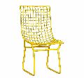 cast iron chair with net in yellow colur