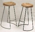 iron stool with wooden top